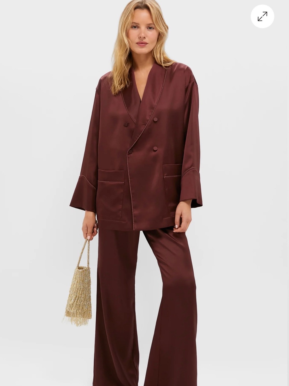 Tuckernuck Wide-Leg Satin Pants & Cigar Jacket